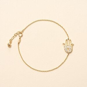 14k Solid Gold Hamsa Bracelet | Birthday Gift | Fatima Hand Bracelet | Trendy |